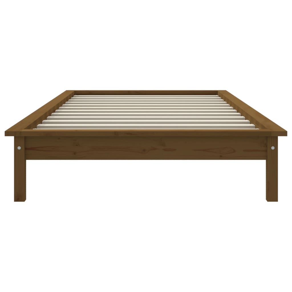 sengeramme 90x200 cm massivt fyrretræ gyldenbrun