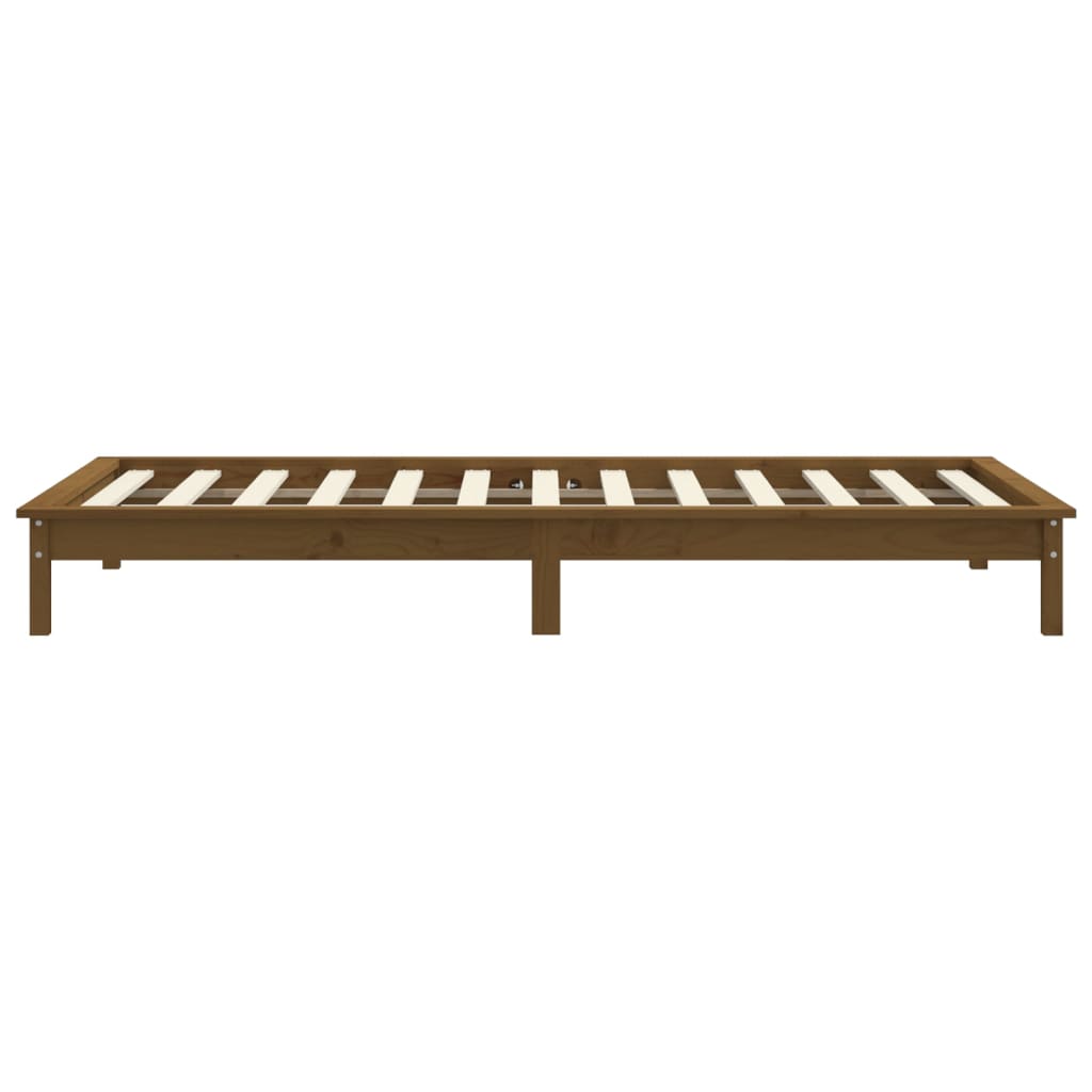 sengeramme 90x200 cm massivt fyrretræ gyldenbrun