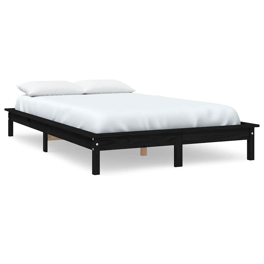 sengeramme 120x200 cm massivt fyrretræ sort