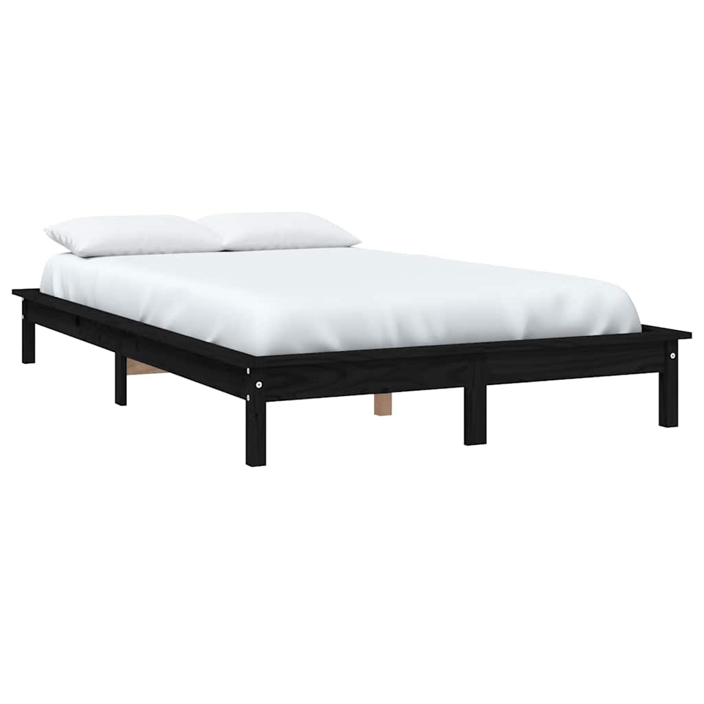 sengeramme 120x200 cm massivt fyrretræ sort