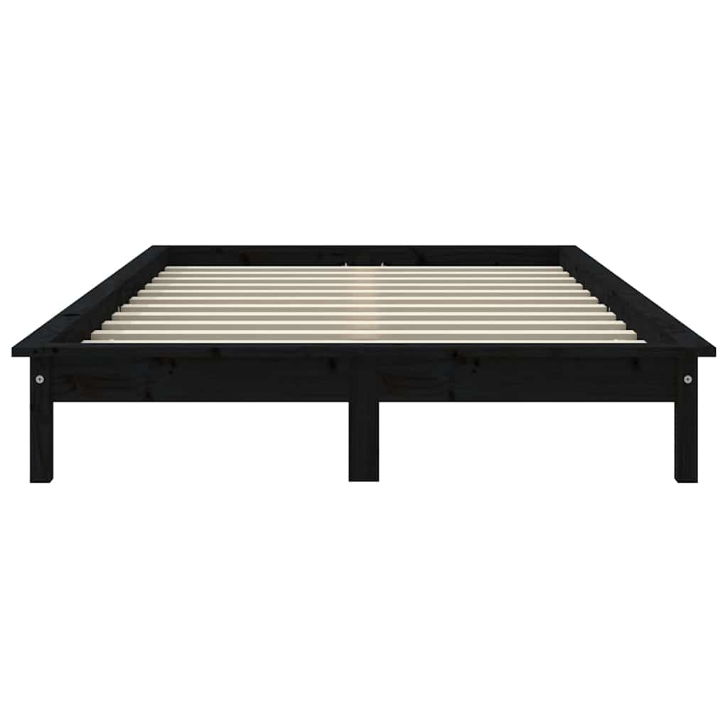 sengeramme 120x200 cm massivt fyrretræ sort