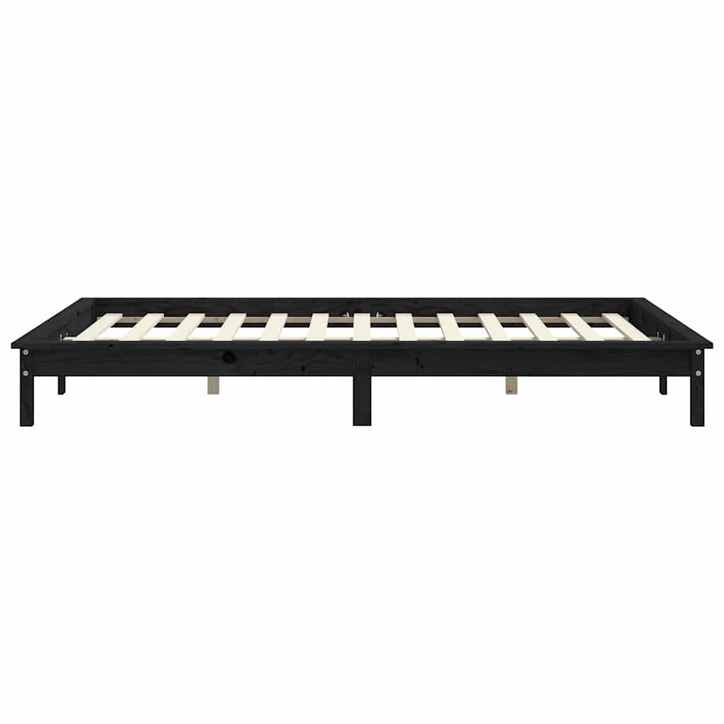 sengeramme 120x200 cm massivt fyrretræ sort