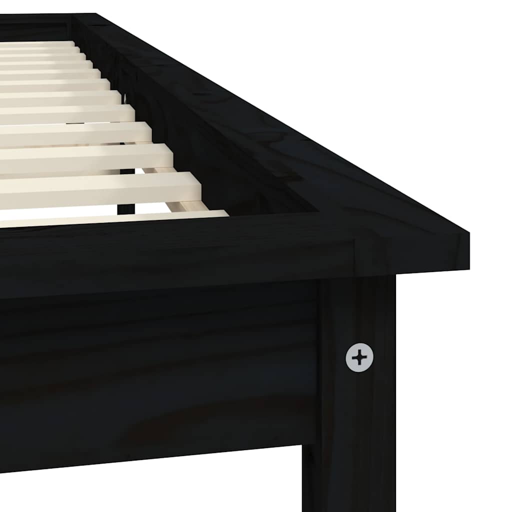 sengeramme 120x200 cm massivt fyrretræ sort