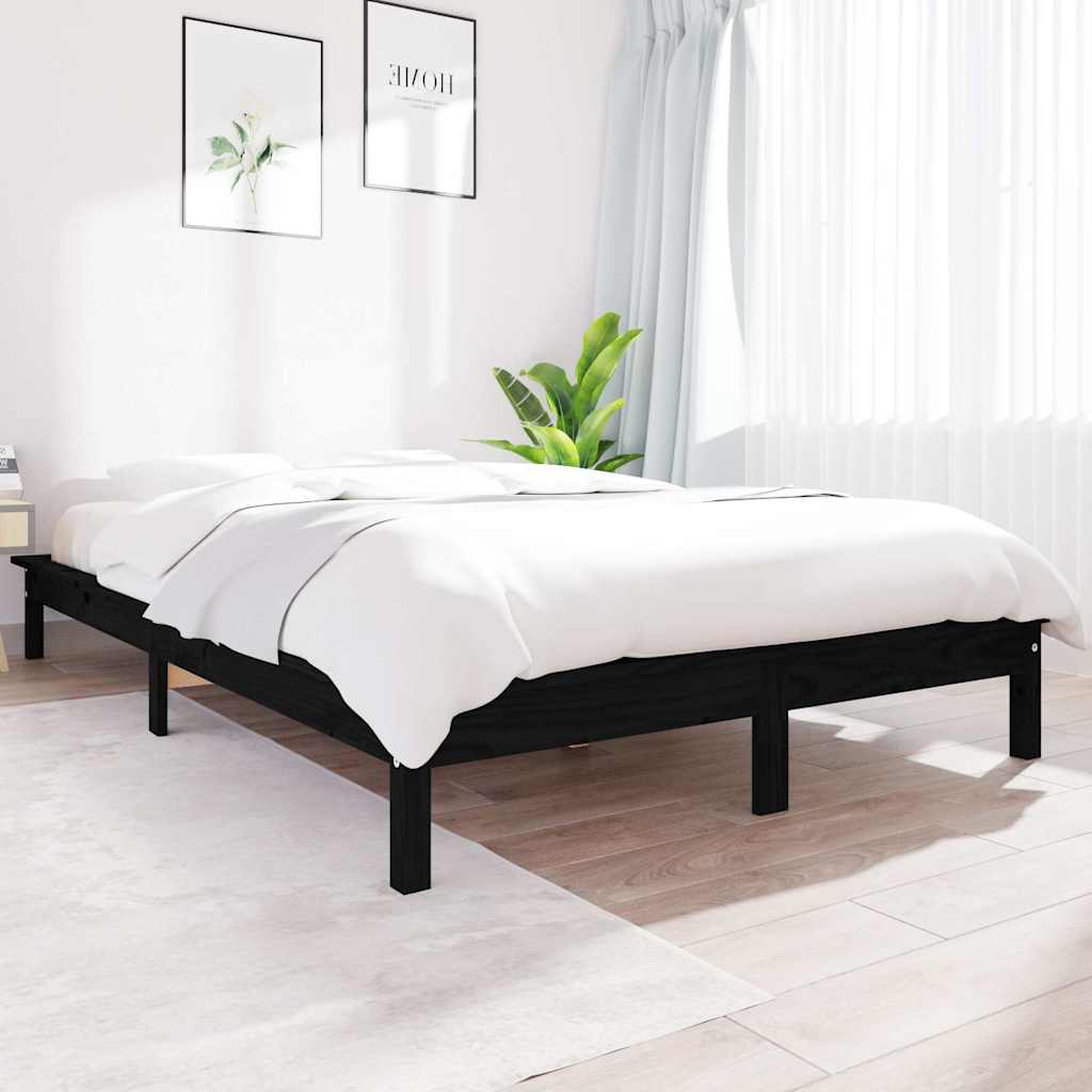 sengeramme 120x200 cm massivt fyrretræ sort