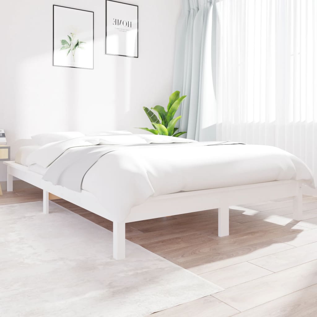 sengeramme 140x200 cm massivt fyrretræ hvid