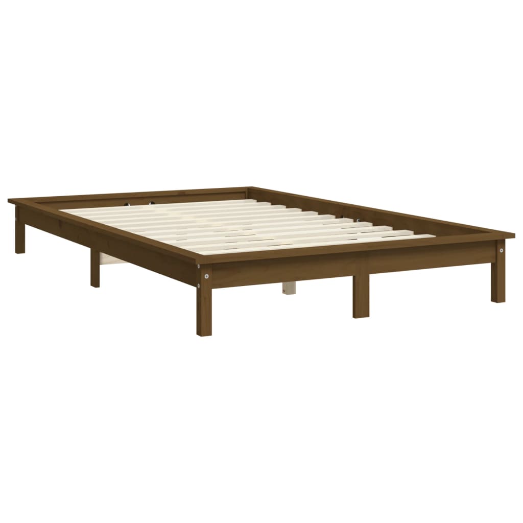 sengeramme 140x200 cm massivt fyrretræ gyldenbrun