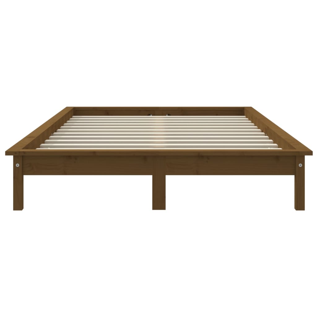 sengeramme 140x200 cm massivt fyrretræ gyldenbrun
