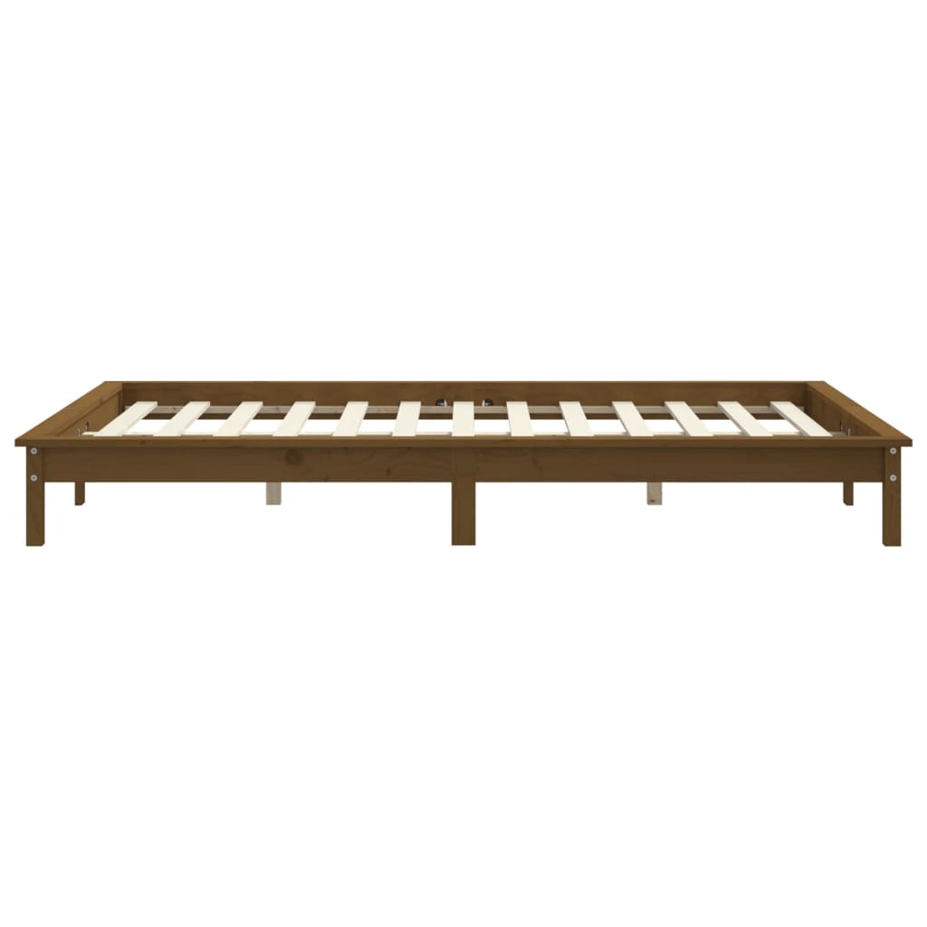 sengeramme 140x200 cm massivt fyrretræ gyldenbrun