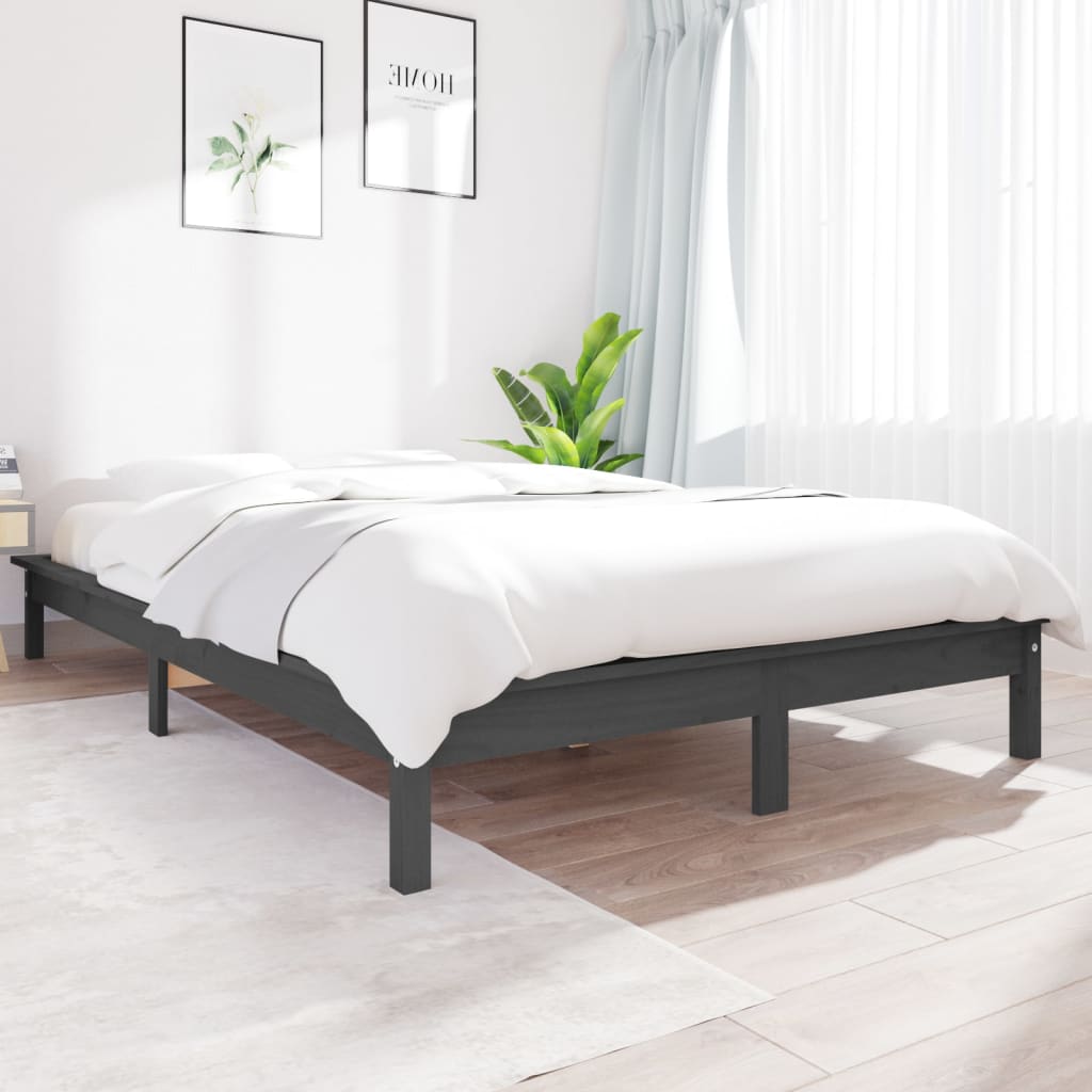 sengeramme 150x200 cm King Size massivt fyrretræ grå