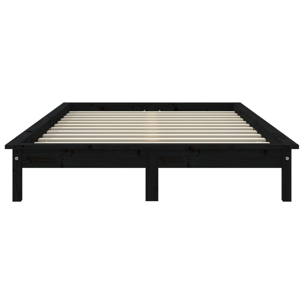 sengeramme 150x200 cm massivt fyrretræ sort
