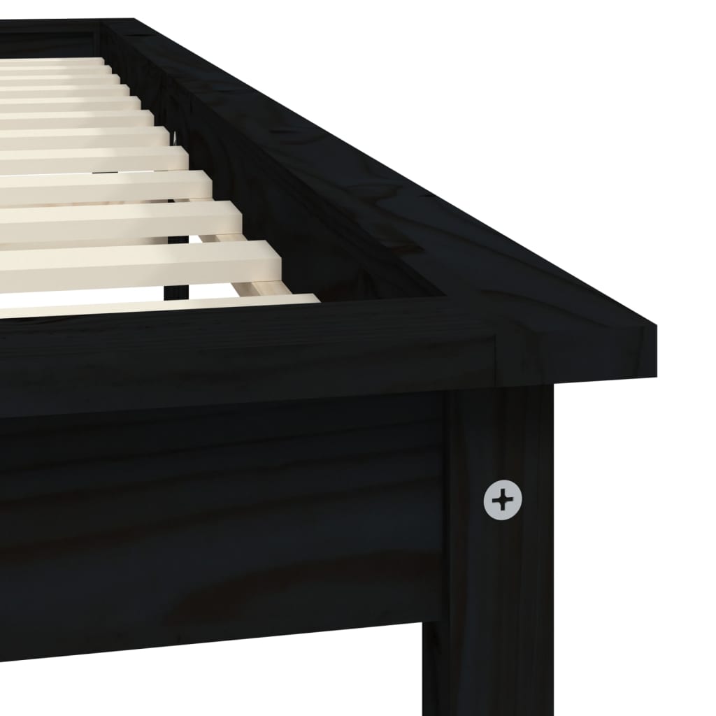 sengeramme 150x200 cm massivt fyrretræ sort