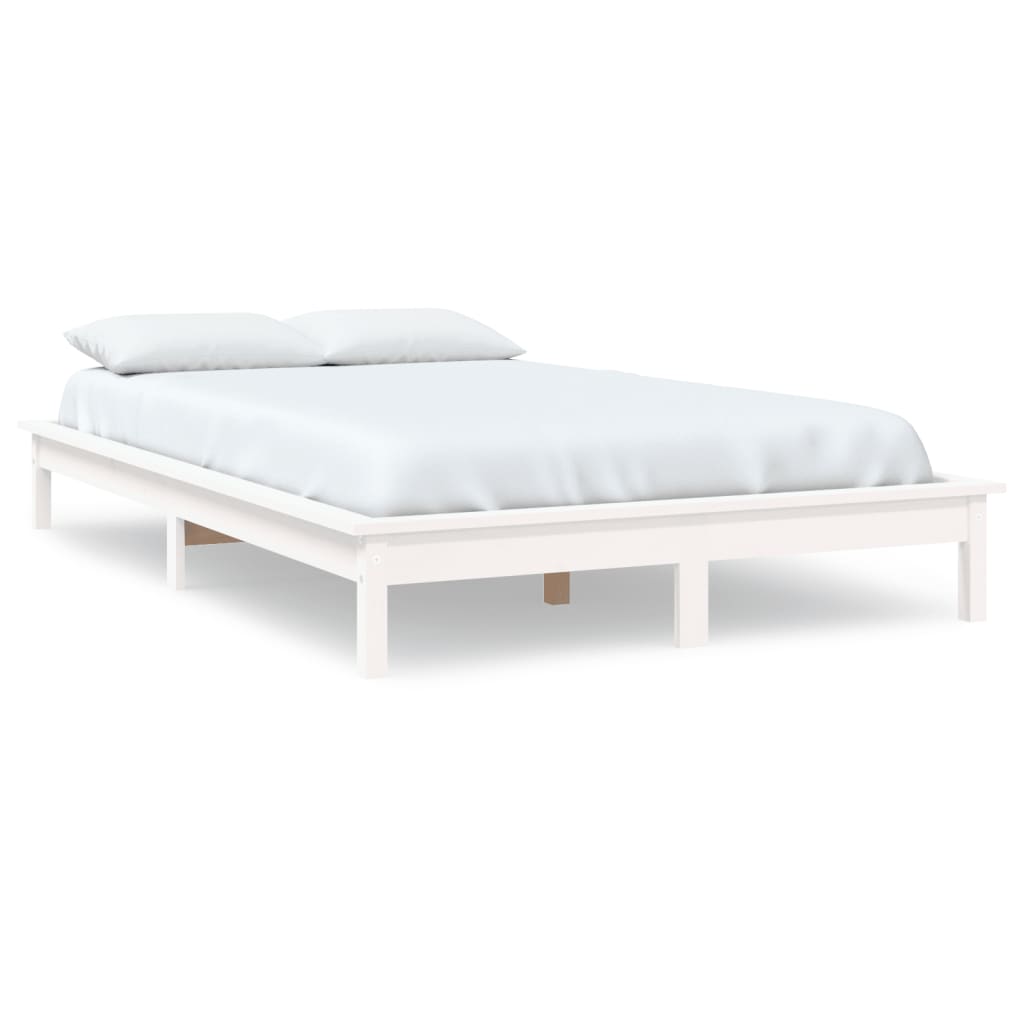 sengeramme 160x200 cm massivt fyrretræ hvid
