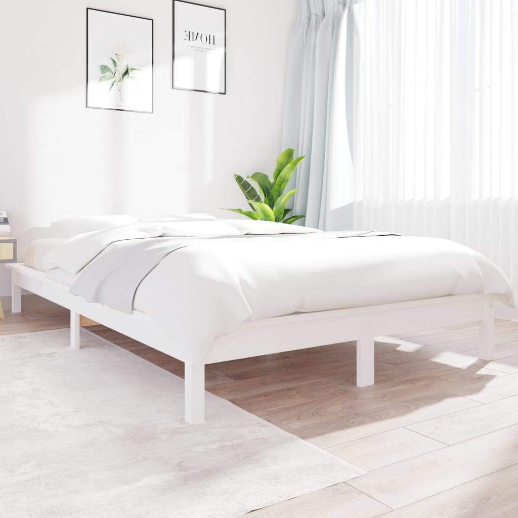 sengeramme 160x200 cm massivt fyrretræ hvid