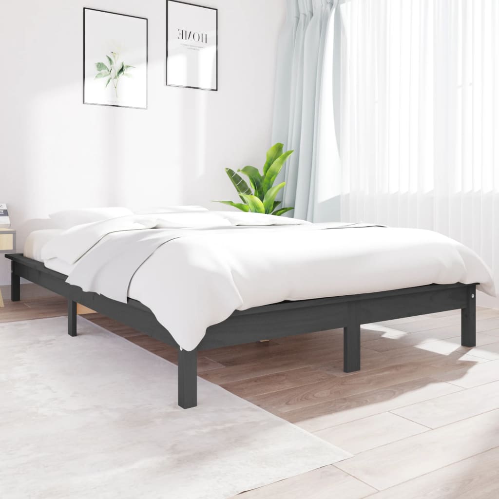 sengeramme 160x200 cm massivt fyrretræ grå