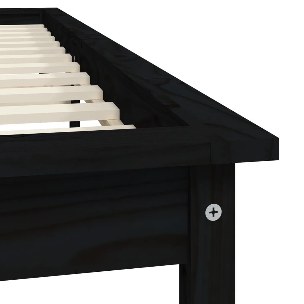 sengeramme 160x200 cm massivt fyrretræ sort