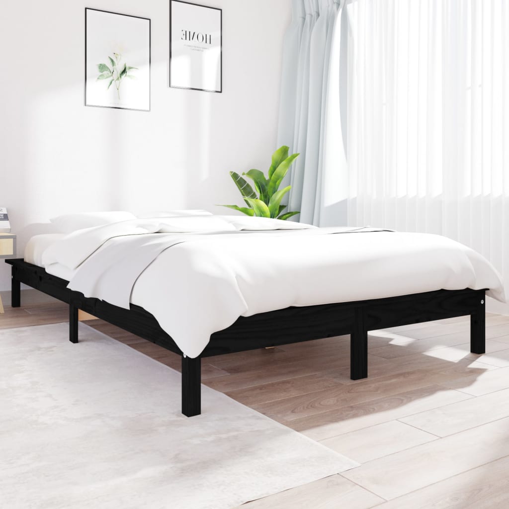 sengeramme 160x200 cm massivt fyrretræ sort