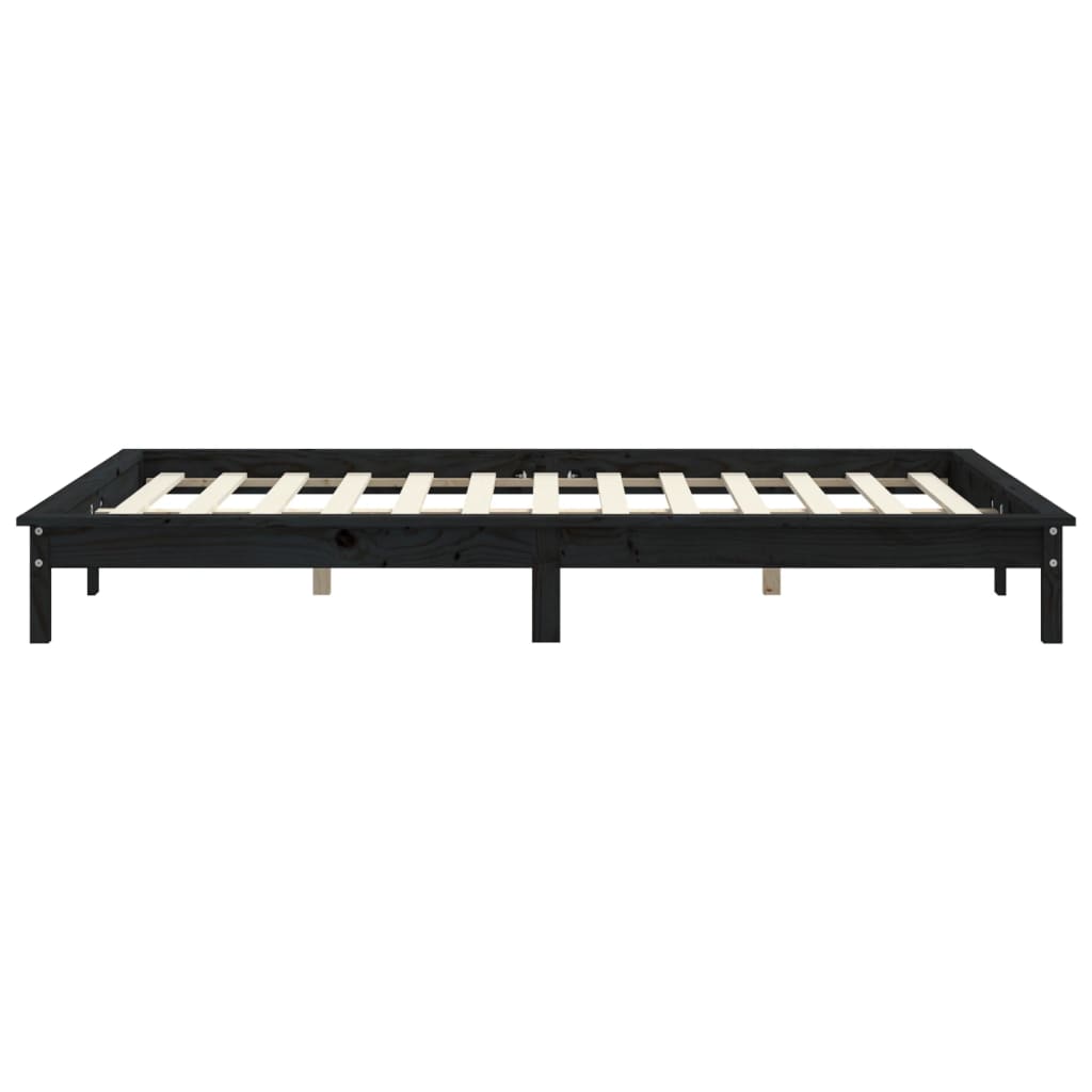 sengeramme 180x200 cm massivt fyrretræ sort