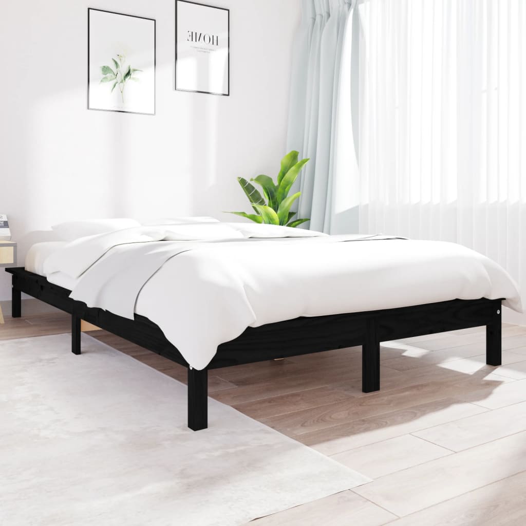 sengeramme 180x200 cm massivt fyrretræ sort