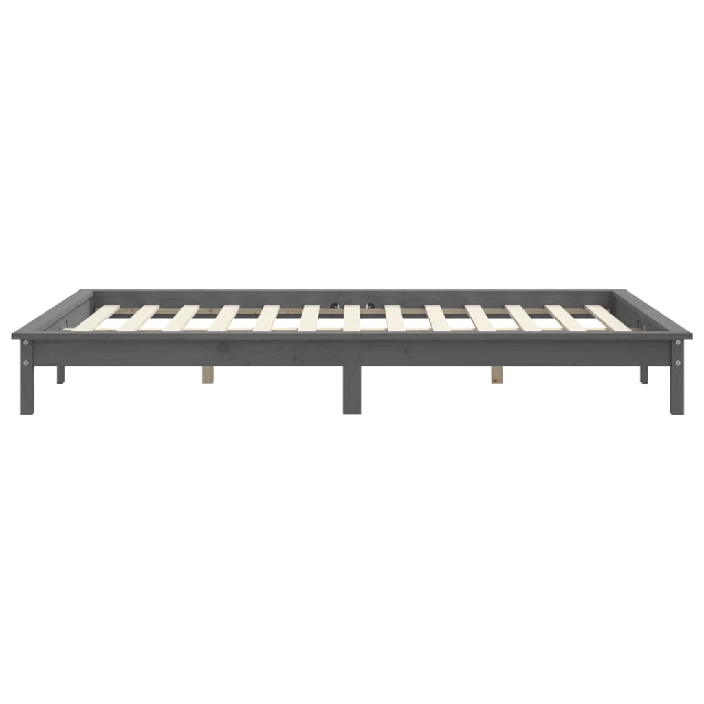 sengeramme 200x200 cm massivt fyrretræ grå