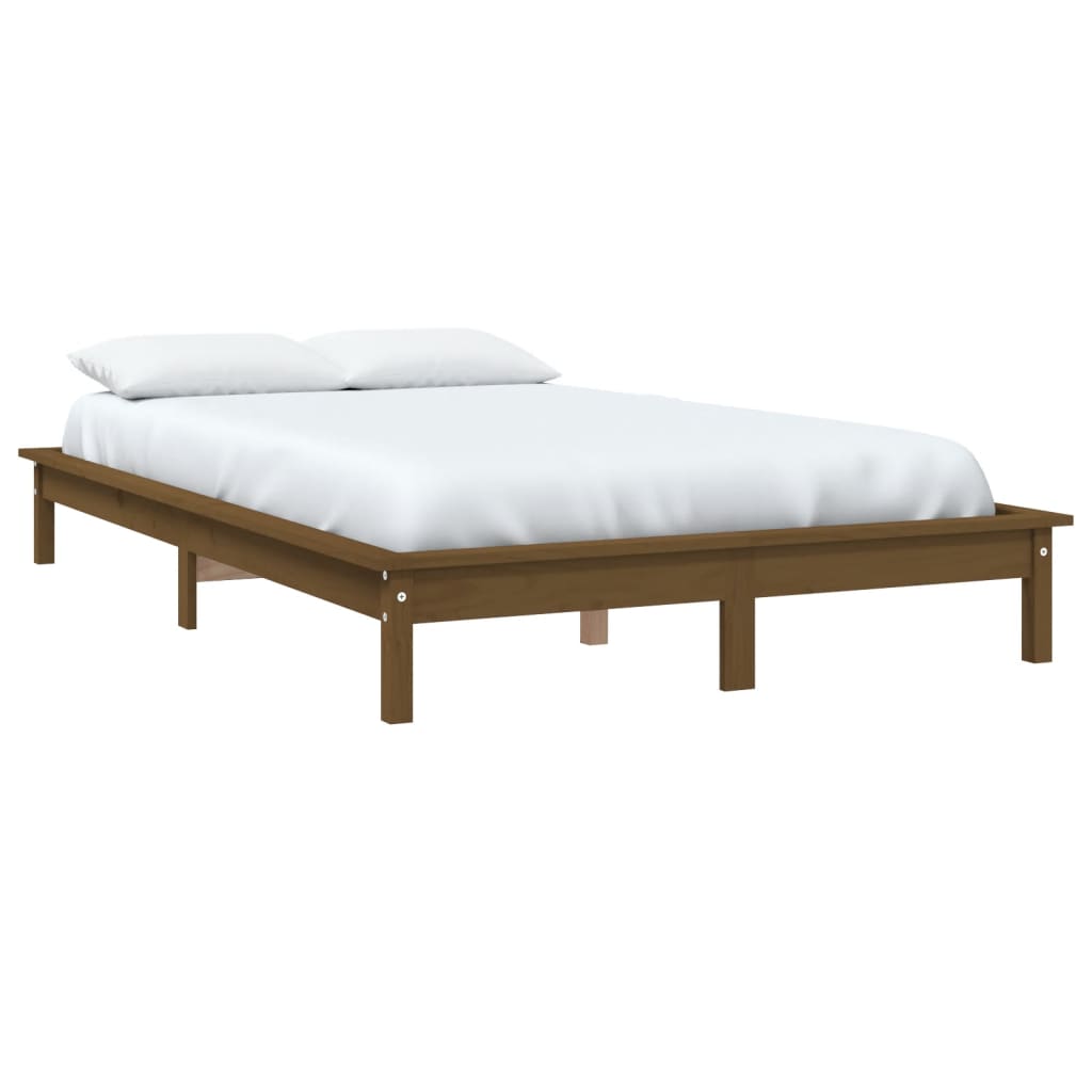 sengeramme 200x200 cm massivt fyrretræ gyldenbrun