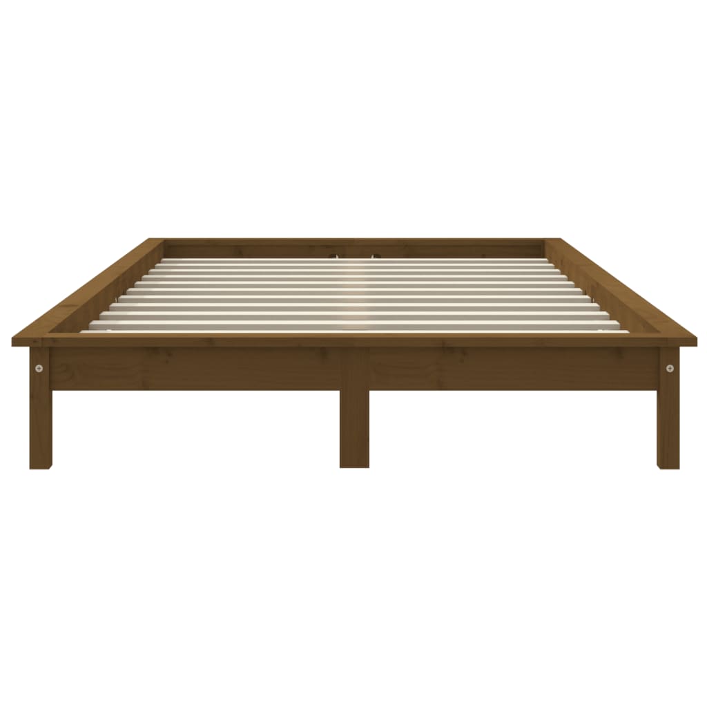 sengeramme 200x200 cm massivt fyrretræ gyldenbrun