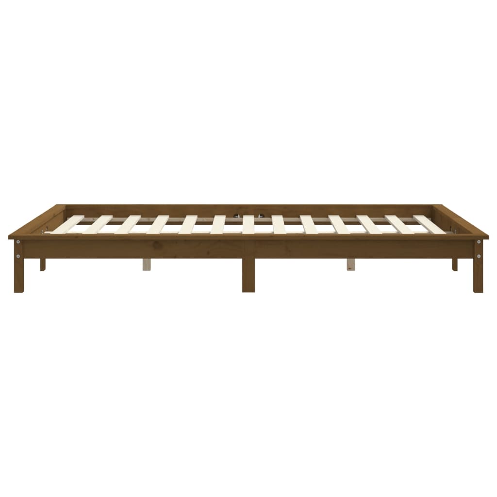 sengeramme 200x200 cm massivt fyrretræ gyldenbrun