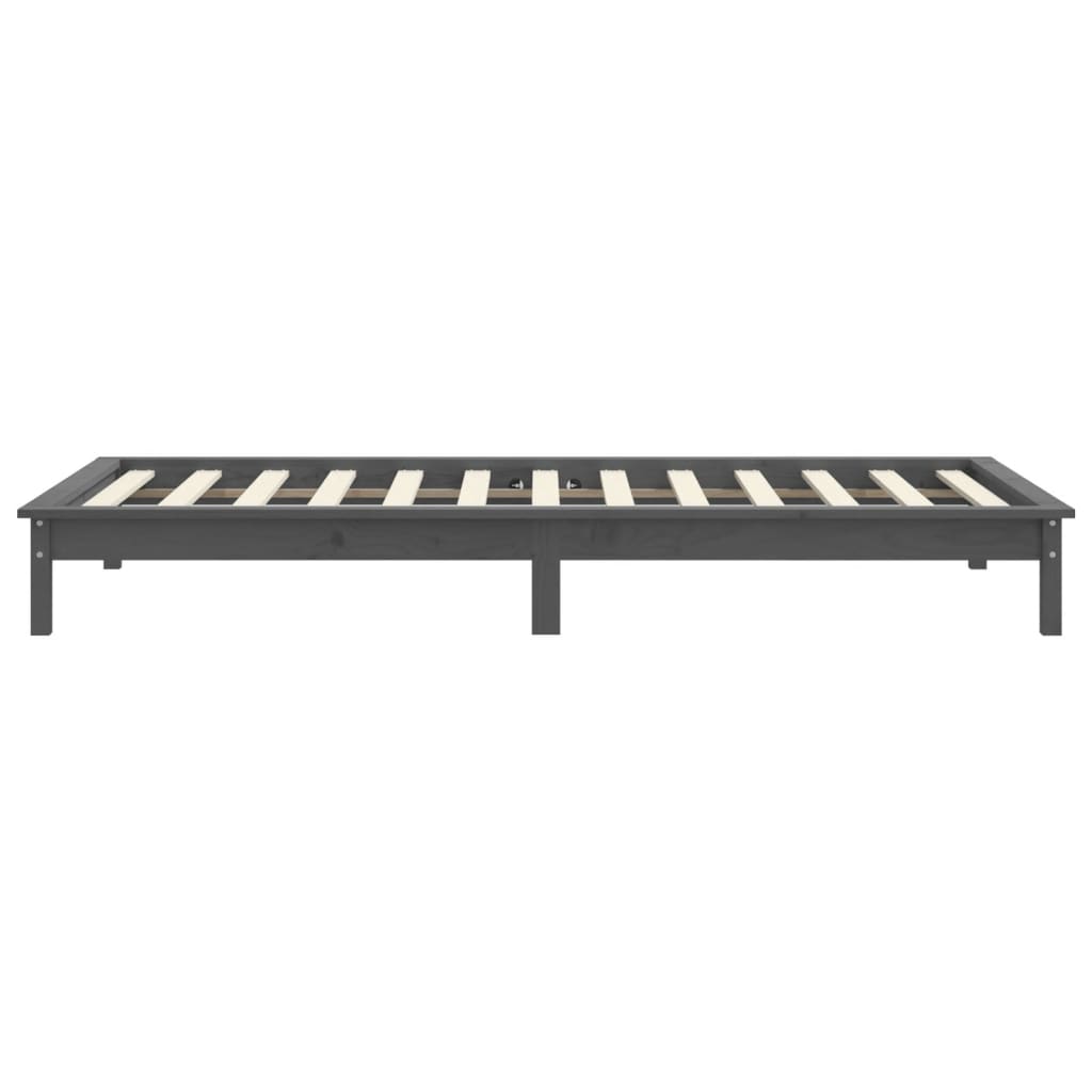 sengeramme 90x190 cm Single massivt fyrretræ grå