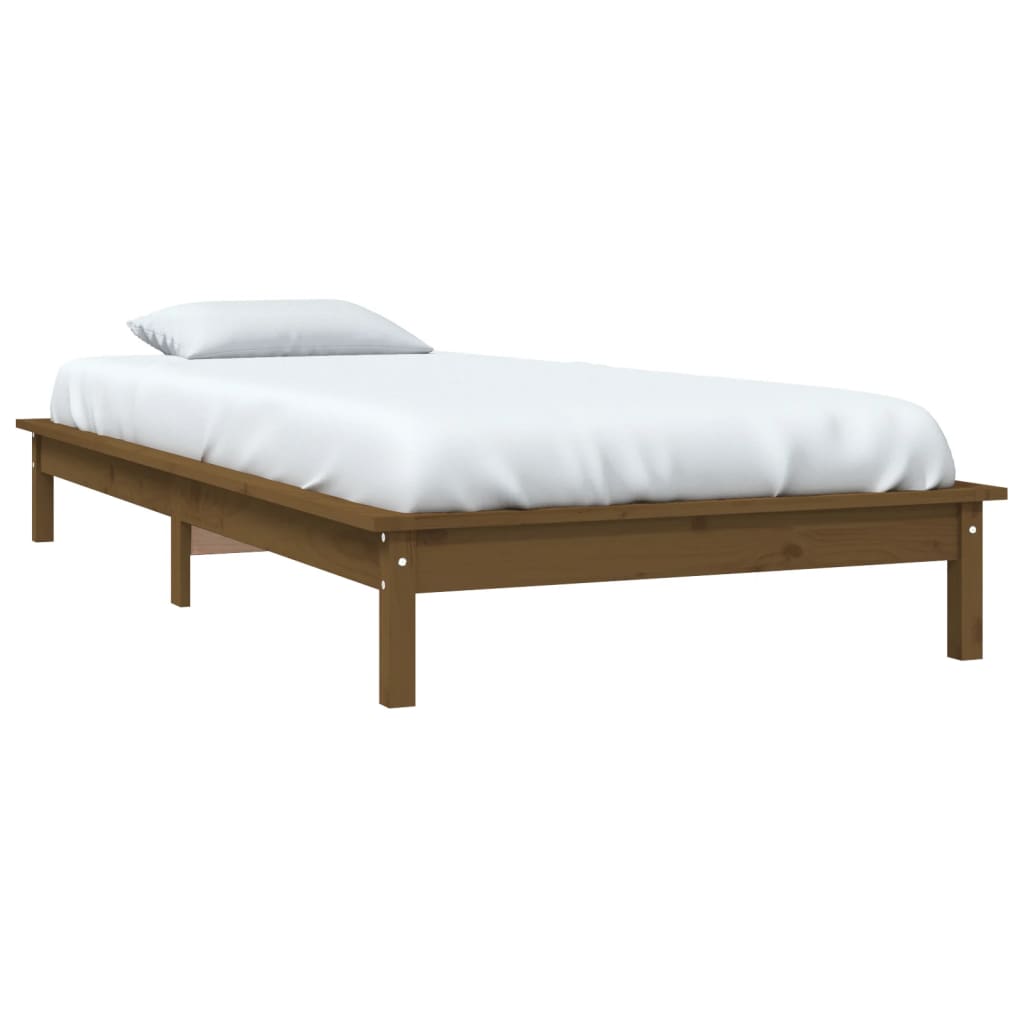 sengeramme 90x190 cm Single massivt fyrretræ gyldenbrun
