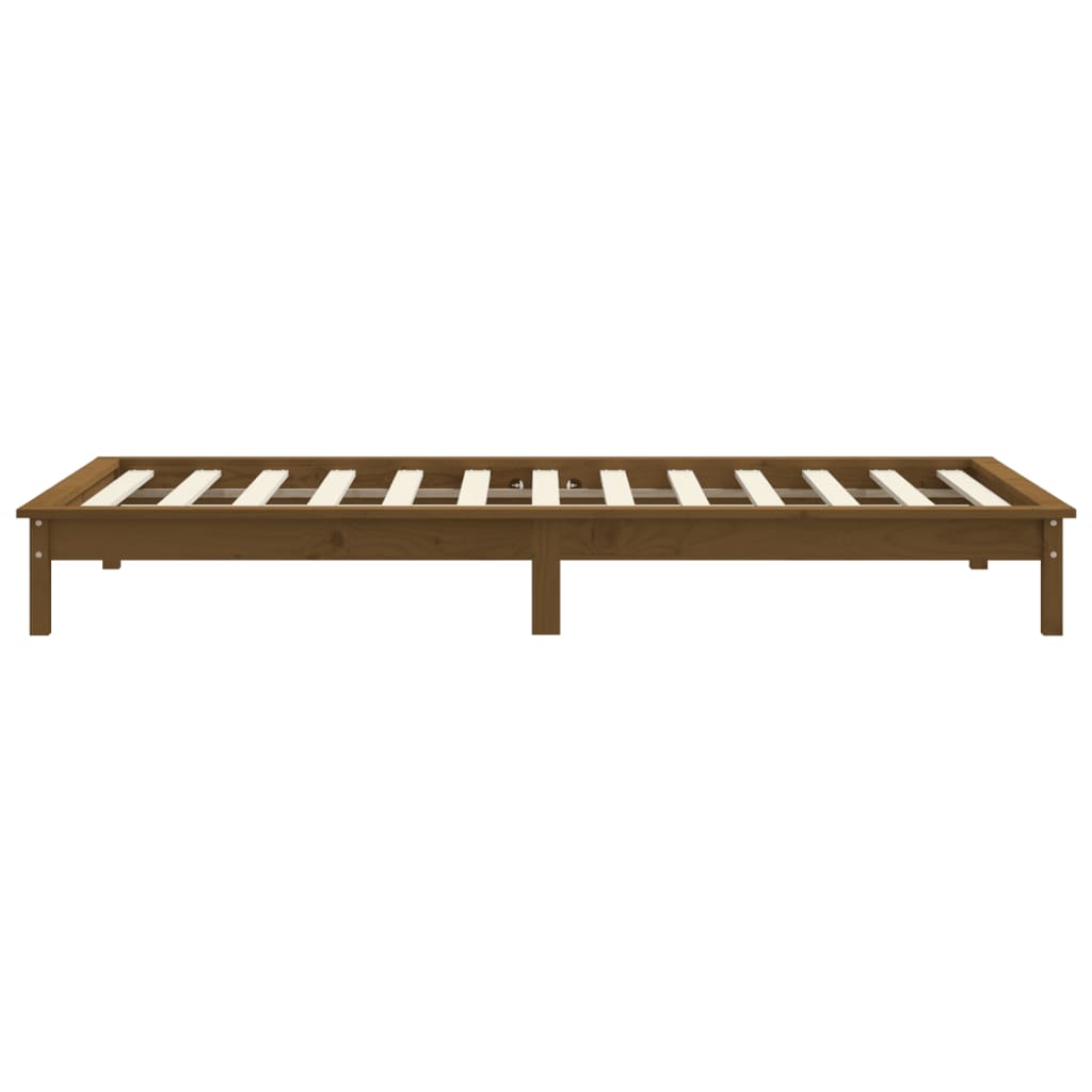 sengeramme 90x190 cm Single massivt fyrretræ gyldenbrun