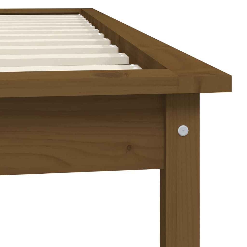 sengeramme 90x190 cm Single massivt fyrretræ gyldenbrun