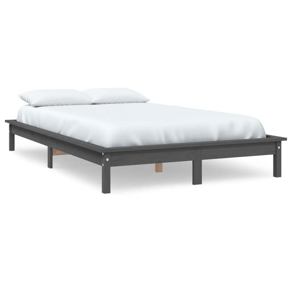 sengeramme 140x190 cm massivt fyrretræ grå