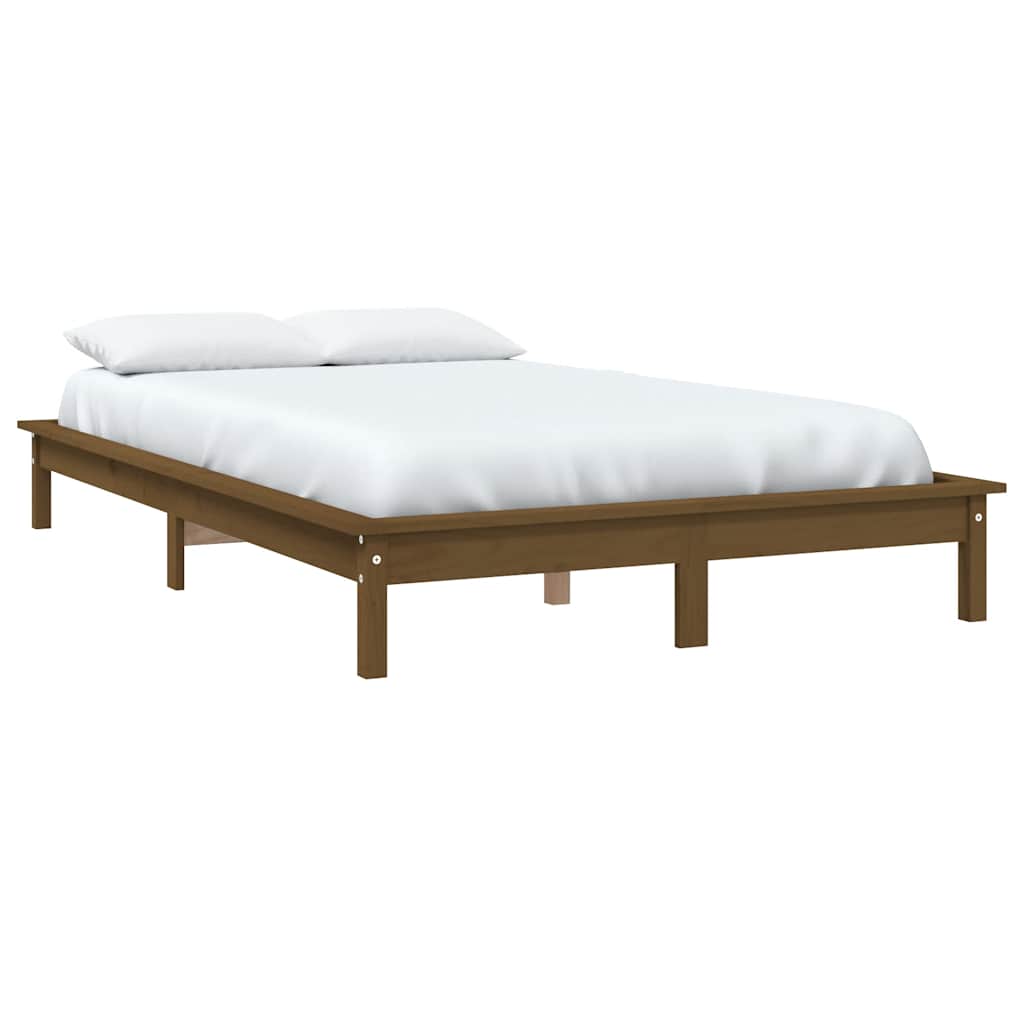 sengeramme 140x190 cm massivt fyrretræ gyldenbrun