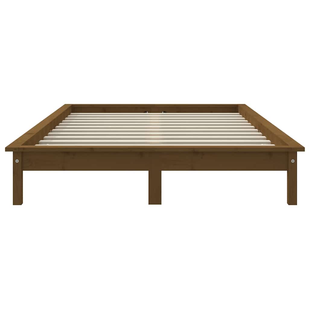 sengeramme 140x190 cm massivt fyrretræ gyldenbrun