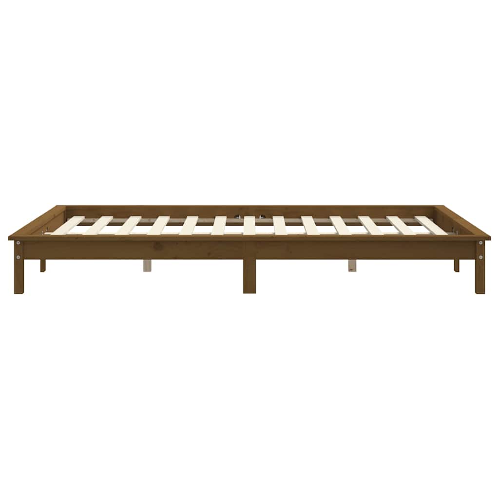 sengeramme 140x190 cm massivt fyrretræ gyldenbrun
