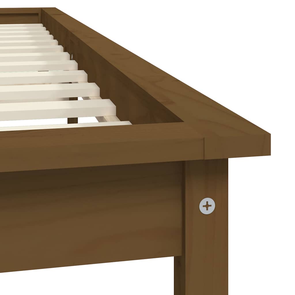 sengeramme 140x190 cm massivt fyrretræ gyldenbrun