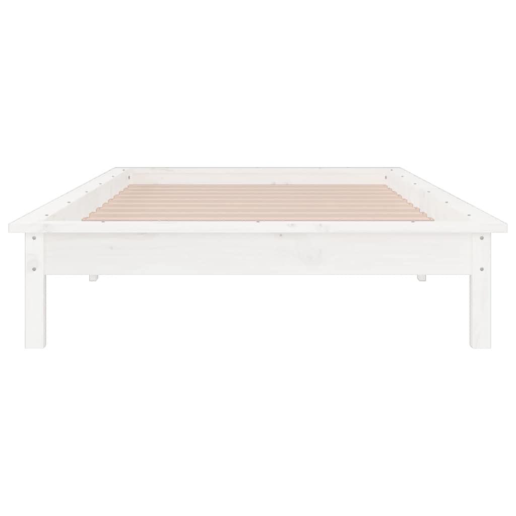 sengeramme med LED-lys 90x200 cm massivt træ hvid