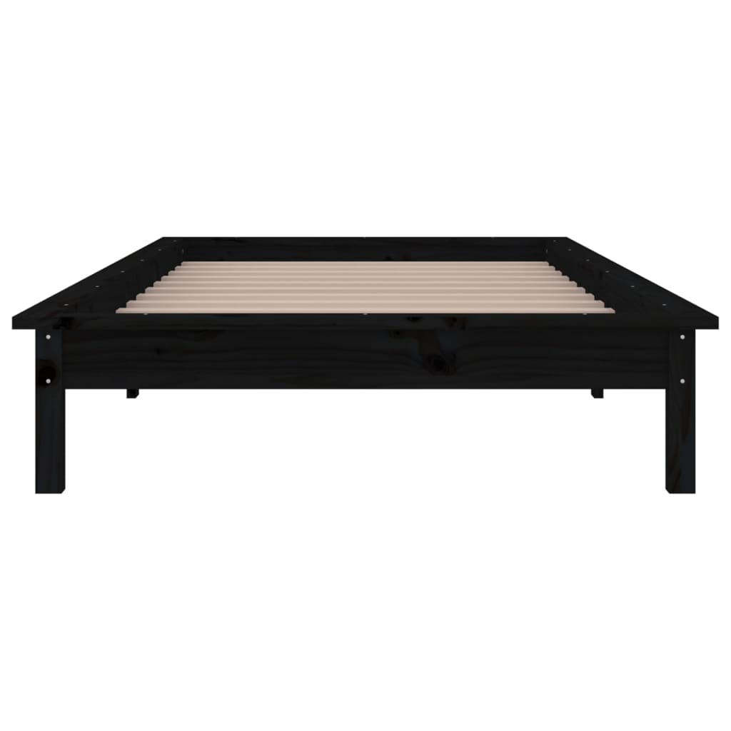 sengeramme med LED-lys 90x200 cm massivt træ sort