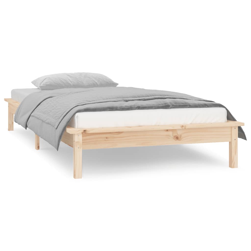 sengeramme med LED-lys 100x200 cm massivt træ