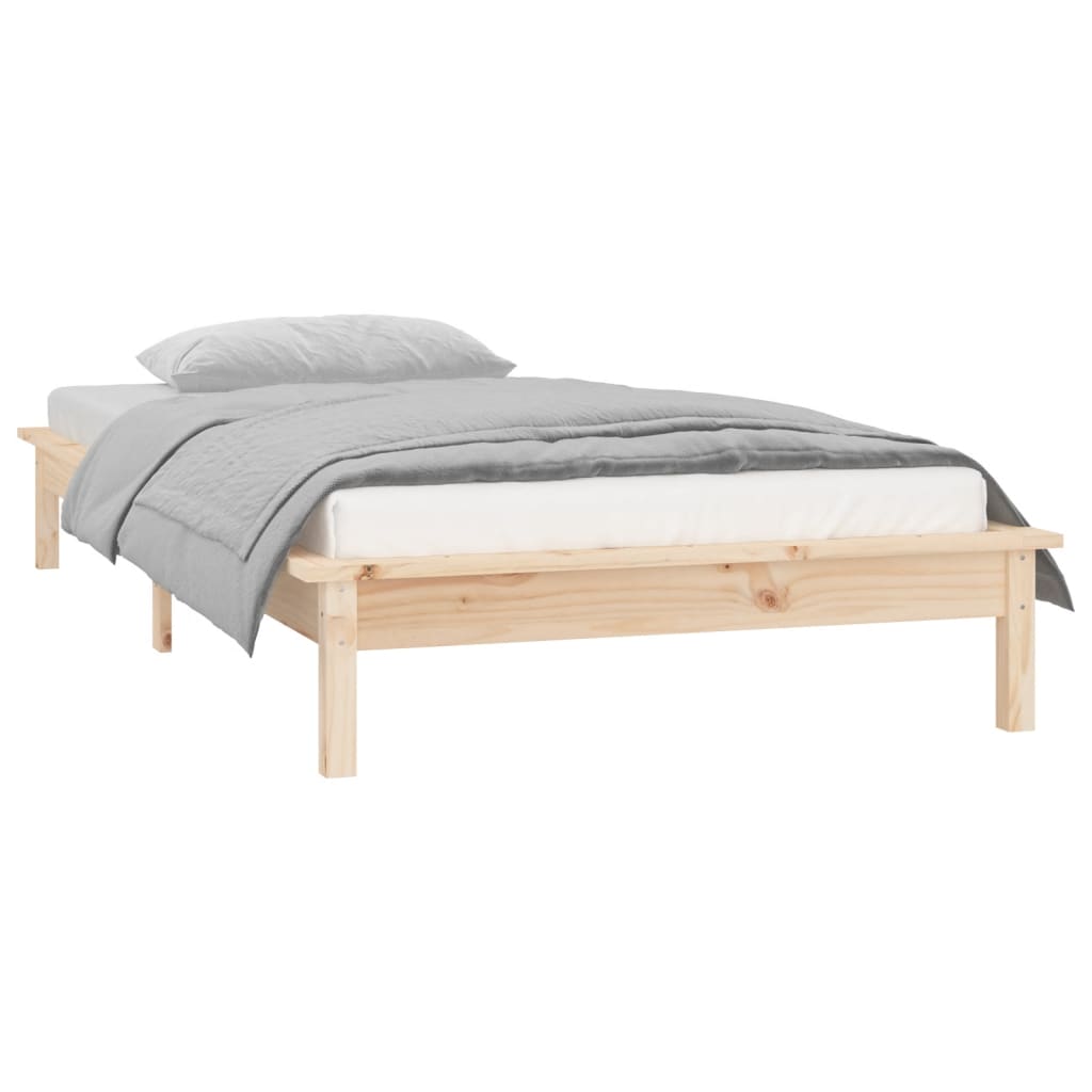 sengeramme med LED-lys 100x200 cm massivt træ
