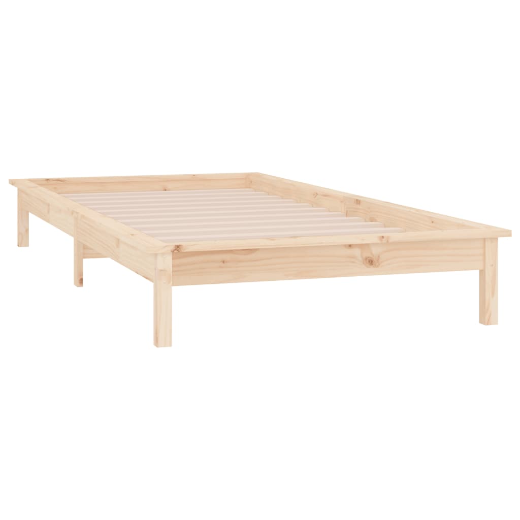 sengeramme med LED-lys 100x200 cm massivt træ