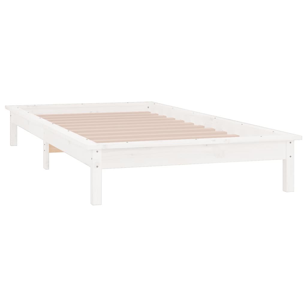 sengeramme med LED-lys 100x200 cm massivt træ hvid