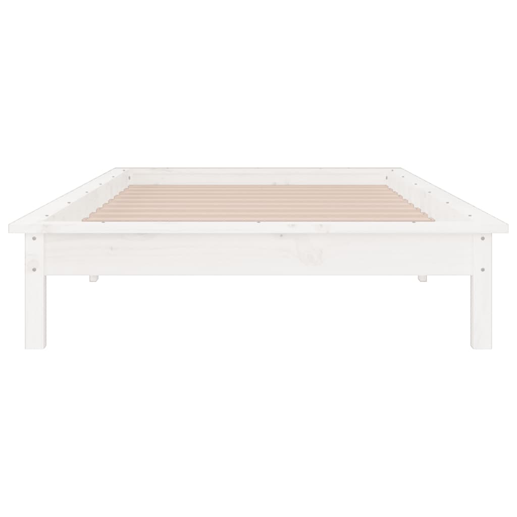 sengeramme med LED-lys 100x200 cm massivt træ hvid