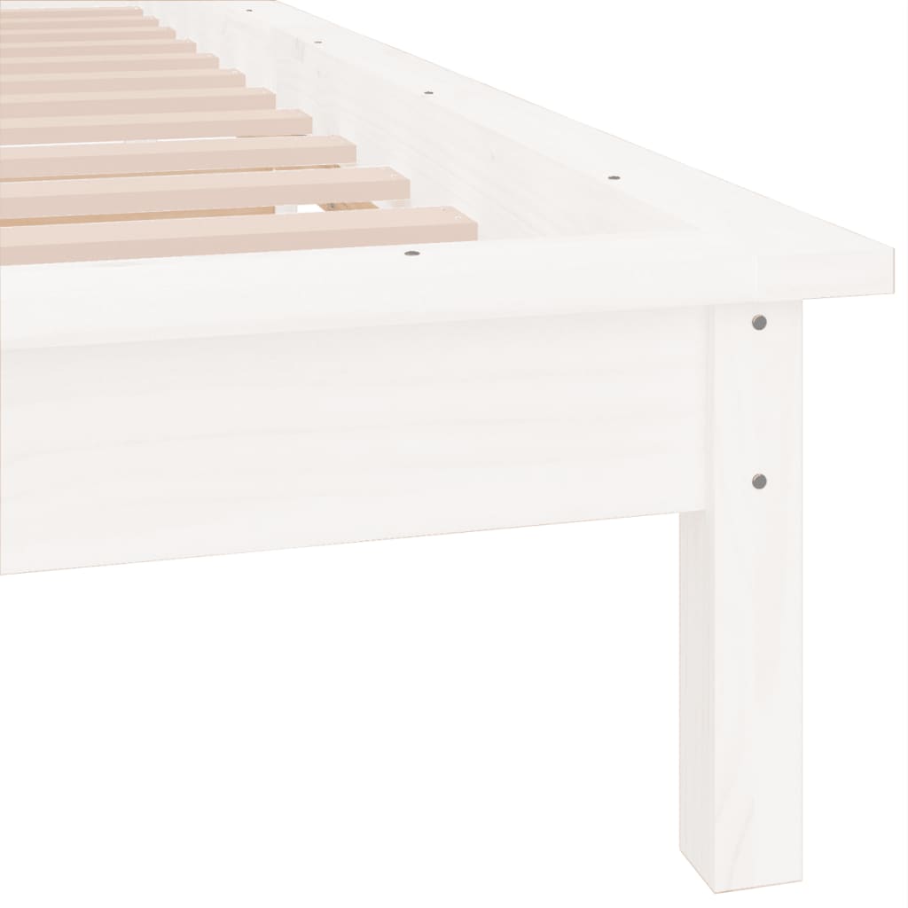 sengeramme med LED-lys 100x200 cm massivt træ hvid
