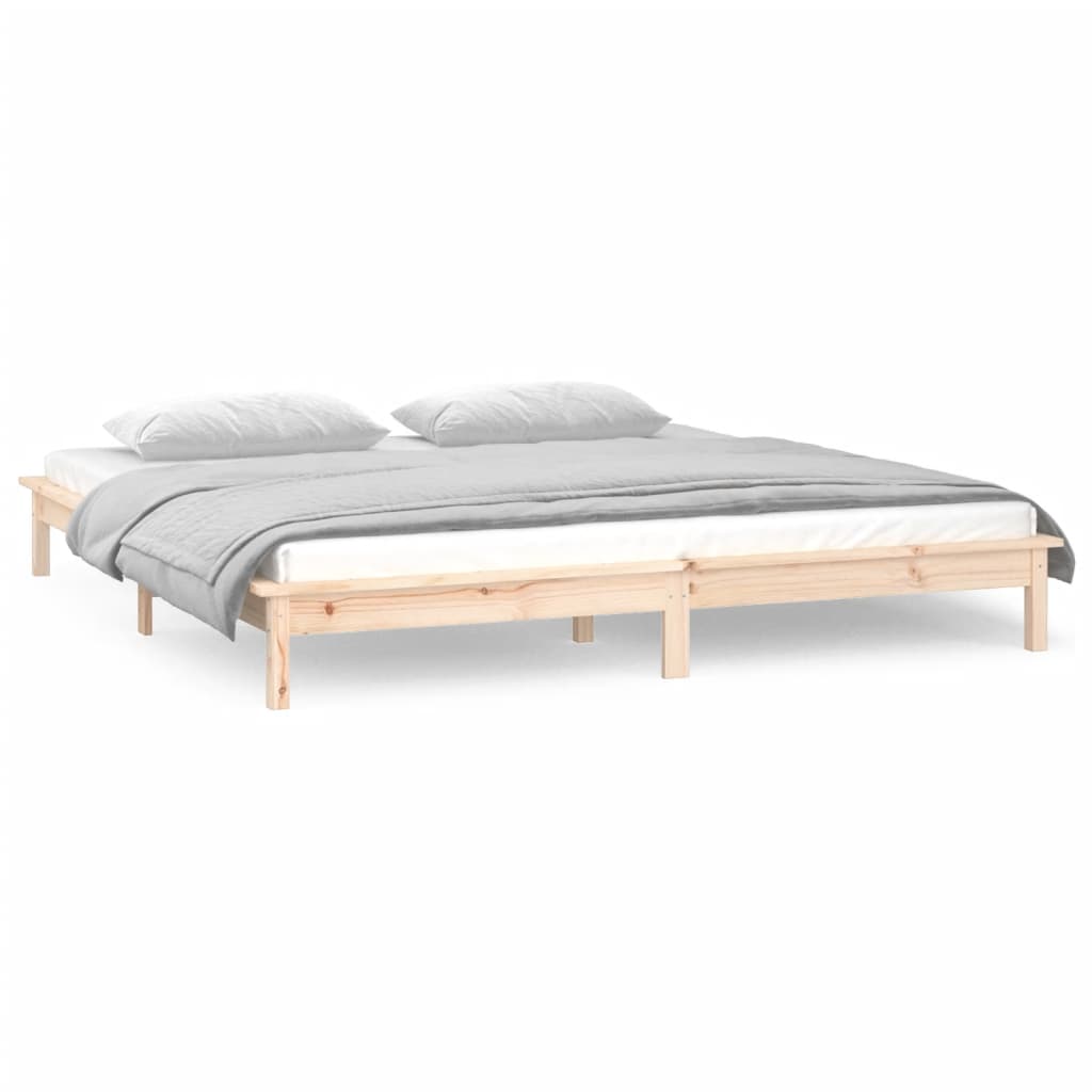 sengeramme med LED-lys 120x200 cm massivt træ