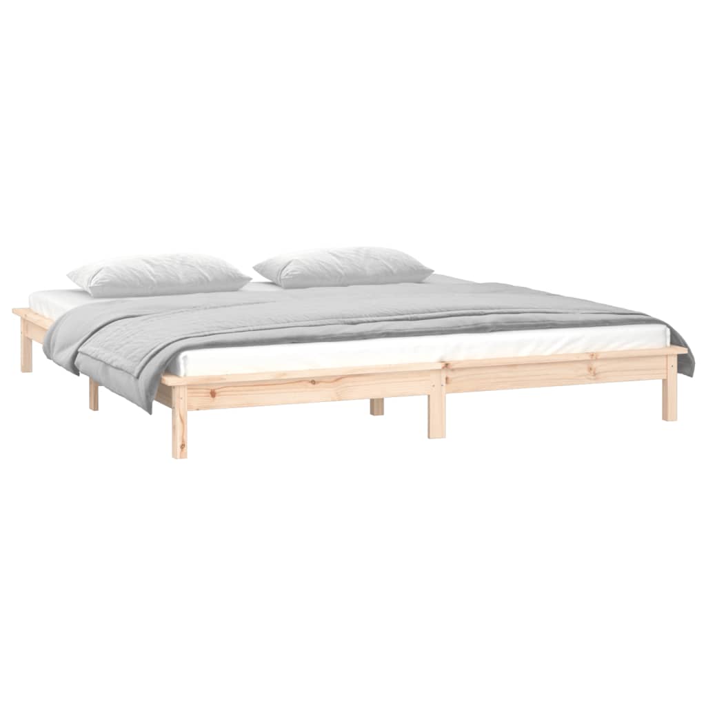 sengeramme med LED-lys 120x200 cm massivt træ