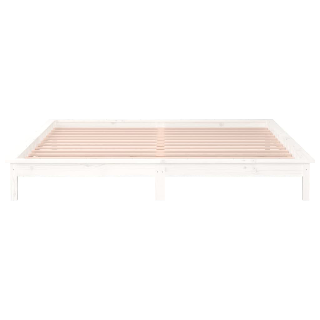 sengeramme med LED-lys 120x200 cm massivt træ hvid