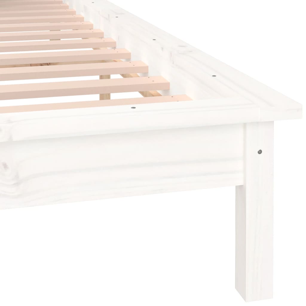 sengeramme med LED-lys 120x200 cm massivt træ hvid