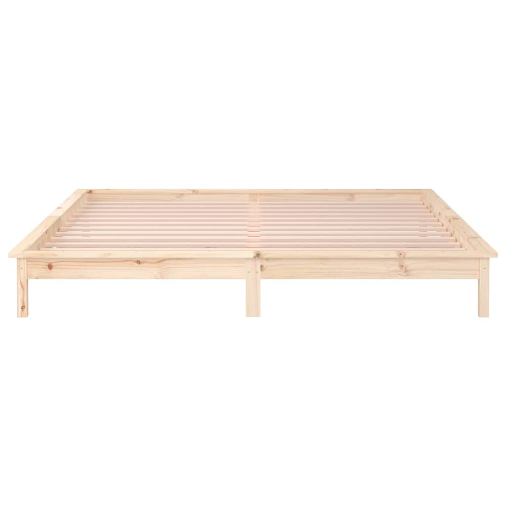 sengeramme med LED-lys 200x200 cm massivt træ