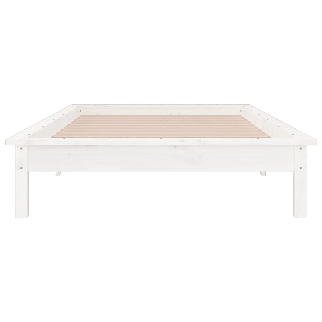 sengeramme med LED-lys 75x190 cm Small Single massivt træ hvid