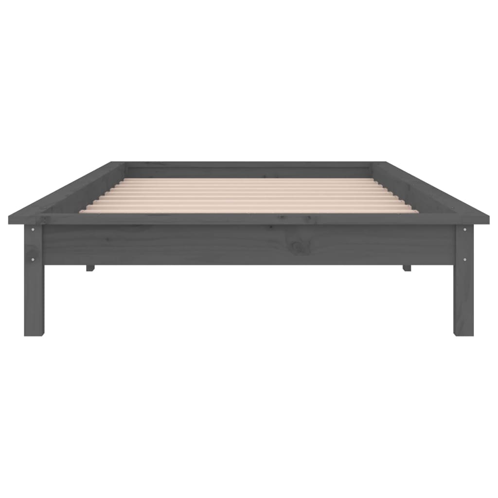 sengeramme med LED-lys 75x190 cm Small Single massivt træ grå